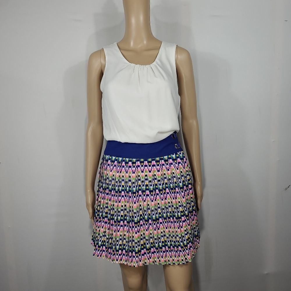 Esley Aztec Pleated Women's Pink & Blue Dress - Picture 2 of 11
